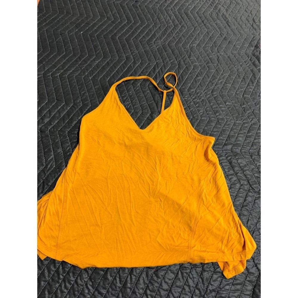 Lululemon Get Low Tank Orange Strappy Open Back Yoga Top Size 6